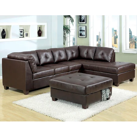 Armless Sectional Sofa with Tufted Seat Cushions and Right Side Chaise